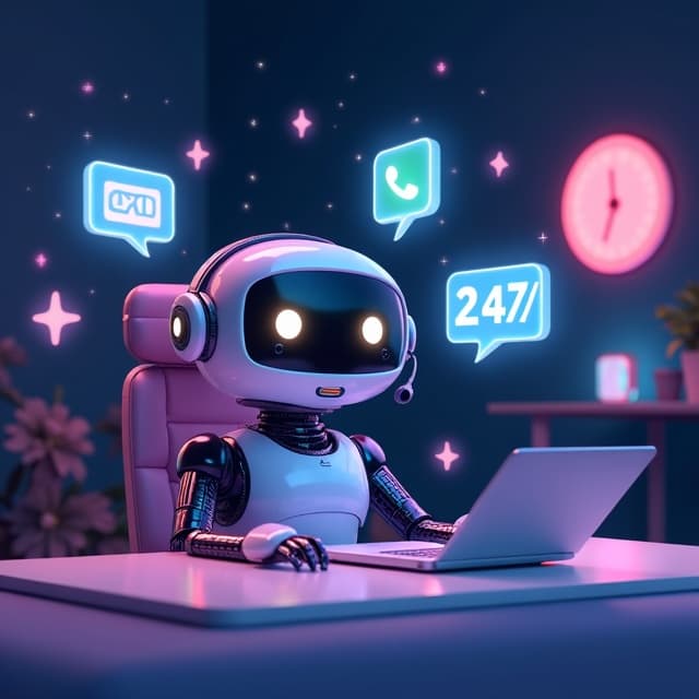 Robô assistente IA atendendo clientes por WhatsApp 24/7
